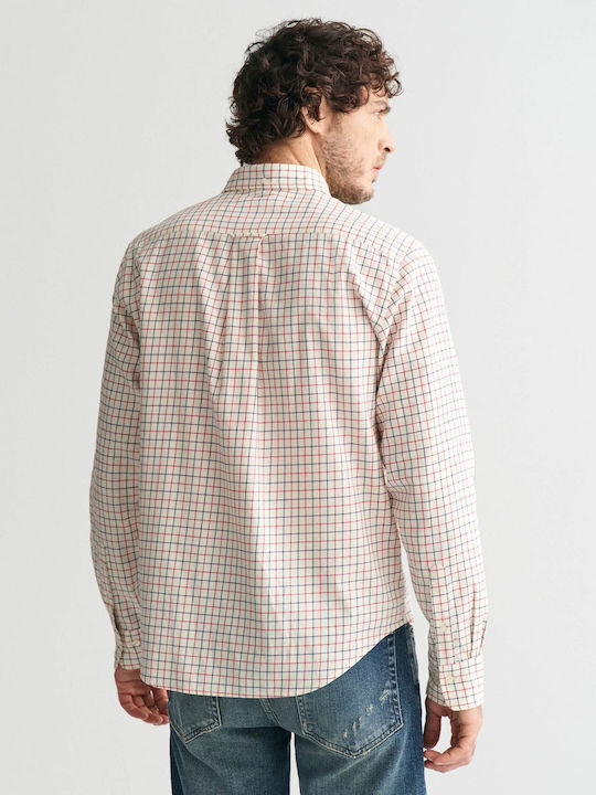 Gant Long-sleeved Cotton Shirt Checked Camel