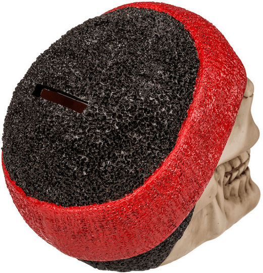Out of the Blue Skull Headband Money Box Plastic Red 15x12cm