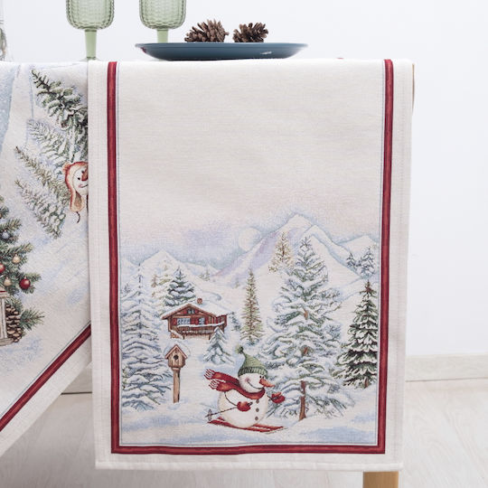 Dimeco Christmas Tablecloth Square Fabric Gray L100xW100cm.