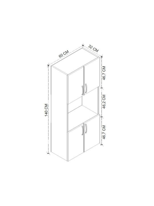 Armado Kitchen Column Sapphire Oak 60x32x140cm
