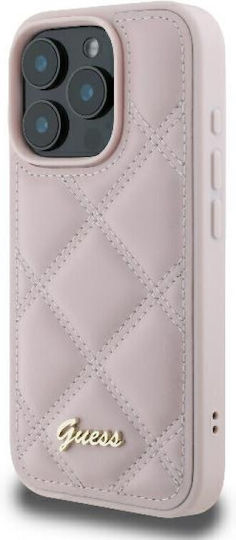 Guess Quilted Metal Logo Back Cover Synthetic Leather Pink (iPhone 16 Pro Max)