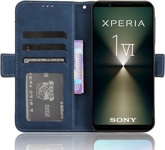 Back Cover Synthetic Leather / Plastic / Silicone Magnetic Navy Blue (Xperia 1 VI)
