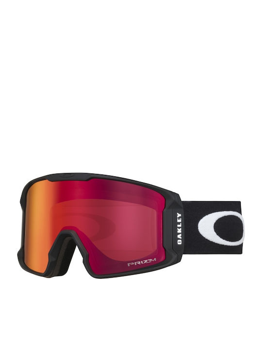 Oakley Line Miner Mască de Schi și Snowboard pentru Adulți, Neagră, cu Lentilă Oglindă Roșie