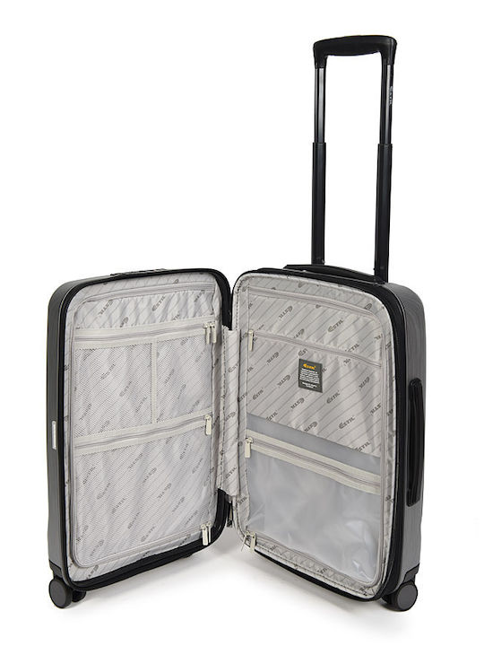 Estil Cabin Hard Silver Suitcase With 4 Wheels Height 55cm