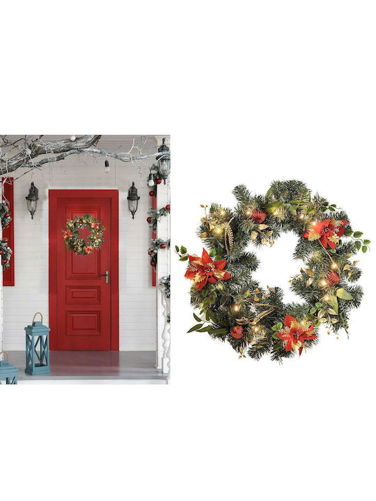 ArteLibre Christmas Lighted Decorative Wreath Battery Powered 50cm