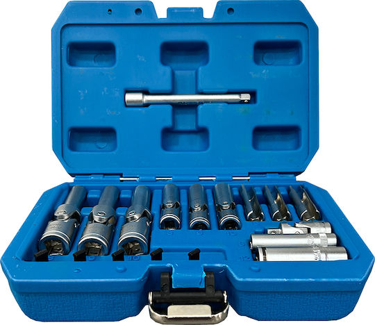 Exdel Tools Nüsse Sechskant mit Vierkant-Antrieb 1/2" Set 18Stück