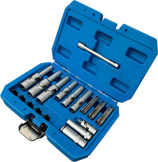Exdel Tools Nüsse Sechskant mit Vierkant-Antrieb 1/2" Set 18Stück
