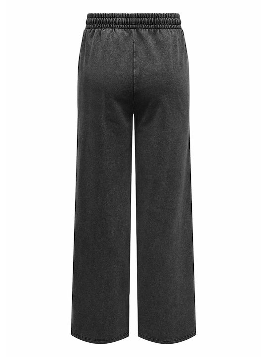 Only Women's Cotton Trousers in Wide Line Black Grey