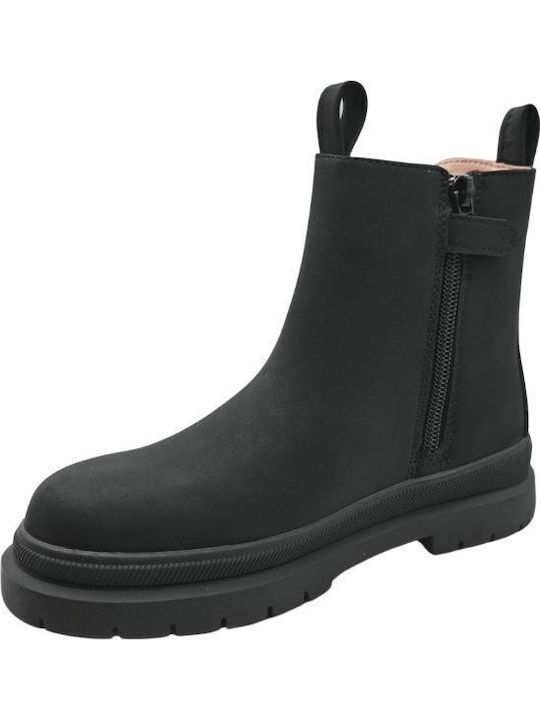 Ghete Copii din Piele cu Fermuar Negre