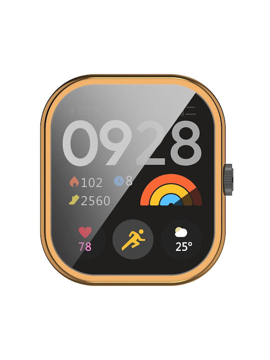 2-в-1 калъф и протектор за екран за Xiaomi Redmi Watch 3 Lite Watch 3 Active розово злато
