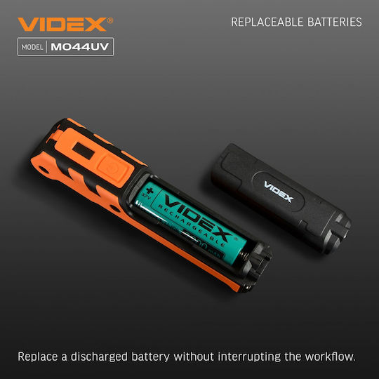 Videx Επαναφορτιζόμενος Φακός LED IP68 με Μέγιστη Φωτεινότητα 400lm