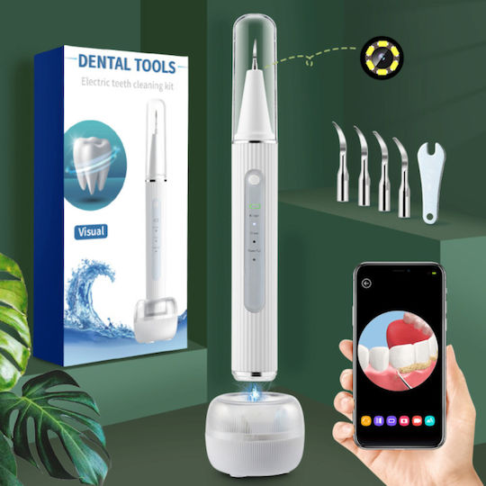 Dispozitiv de Curățare a Dinților Birai Aparat Vizual de Curățare a Dinților Profesional Curățare Smart cu Ultrasunete Cameră HD Încărcare Wireless Cablu Tip C 3 Moduri de Lucru Baterie Reîncărcabilă