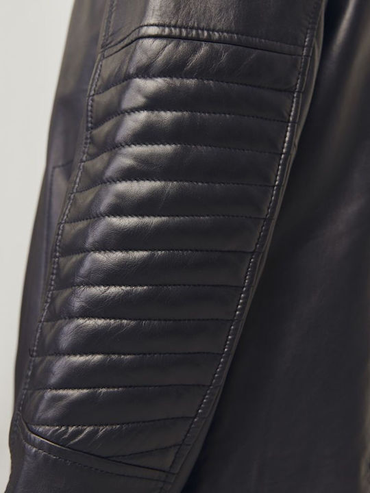 Geacă de Piele Biker Negru