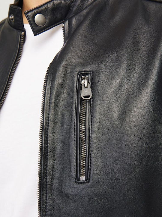 Geacă de Piele Biker Negru