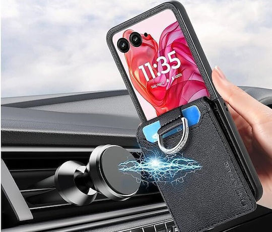Umschlag Rückseite Leder / Synthetisches Leder Schwarz (Razr 50 Ultra)
