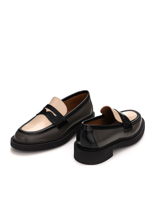 Δερμάτινα Γυναικεία Loafers σε Γκρι Χρώμα