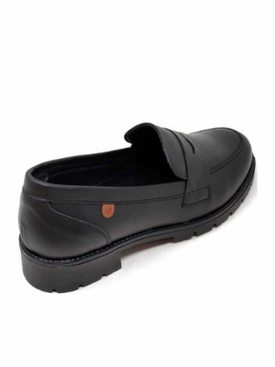 Leder Damen Mokassins in Schwarz Farbe