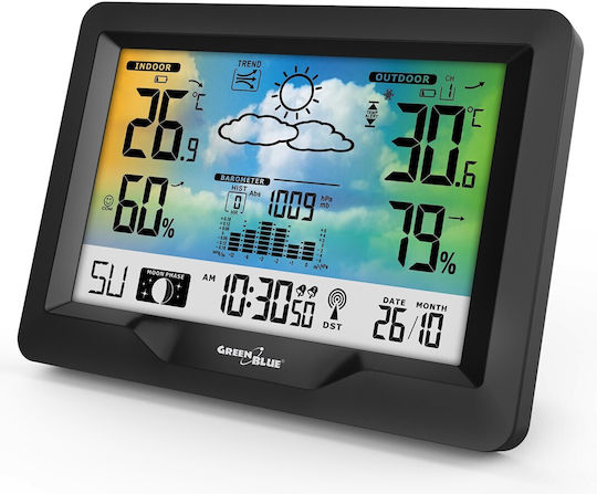 Green Blue GB540N Wireless Digital Weather Station Tabletop Black