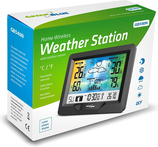 Green Blue GB540N Wireless Digital Weather Station Tabletop Black