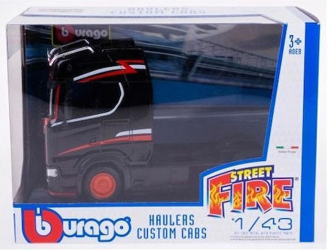 Bburago Street Fire Haulers Custom Cabs Scania 770s Камион Черен 1:43 за 3+ Години