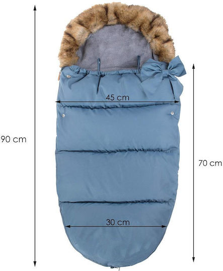 Universal Sac de picioare pentru cărucior Impermeabil Albastru cu căptușeală Fleece 90x45εκ.