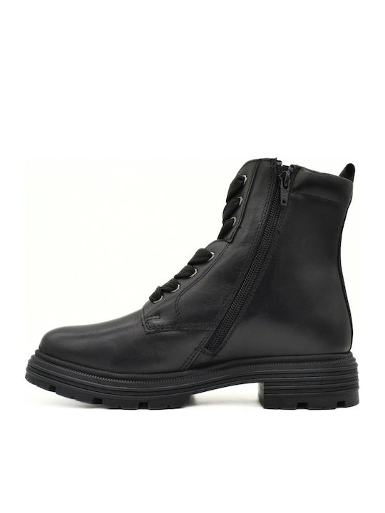 Leder Stiefeletten Damen Schwarz