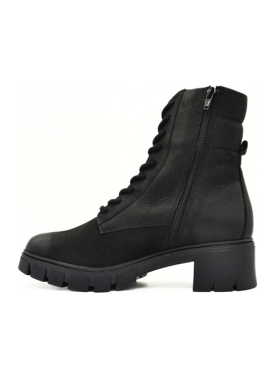 Leder Stiefeletten Damen Schwarz