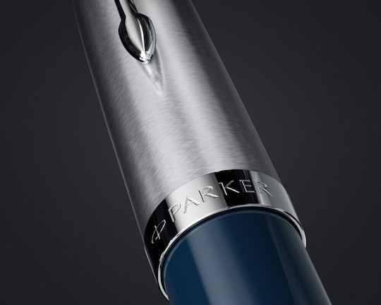 Parker Πένα Γραφής Fine Μπλε από Ατσάλι με Μπλε Μελάνι