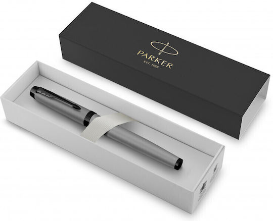 Parker Im Core Metal Fountain Pen Medium Grey Brass With Black Ink