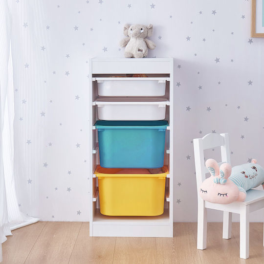 Система за съхранение на играчки Бял 40.8x30x90.3см 1бр