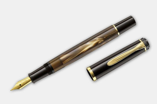 Pelikan Classic M200 Writing Pen Broad Brown made of Steel with Blue Ink