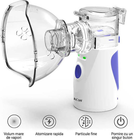 Edman Home Aerosol Device Nebulizer Portable Clinically Validated Ultrasonic Batteries Plug Adapter Mesh Technology Accessories Storage Kit Super Silent Blue-white