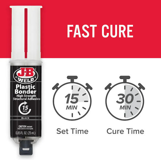 J-B WELD Plasticbonder™ Syringe Εποξική Πάστα Κόλλας Πλαστικών 2 Συστατικών Μαύρη 25ml