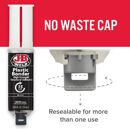 J-B WELD Plasticbonder™ Syringe Εποξική Πάστα Κόλλας Πλαστικών 2 Συστατικών Μαύρη 25ml
