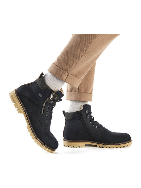 Leather Blue Men's Boots Waterproof Anatomical