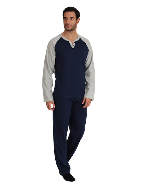 Lydia Creations Men's Winter Pajamas Set Navy Blue