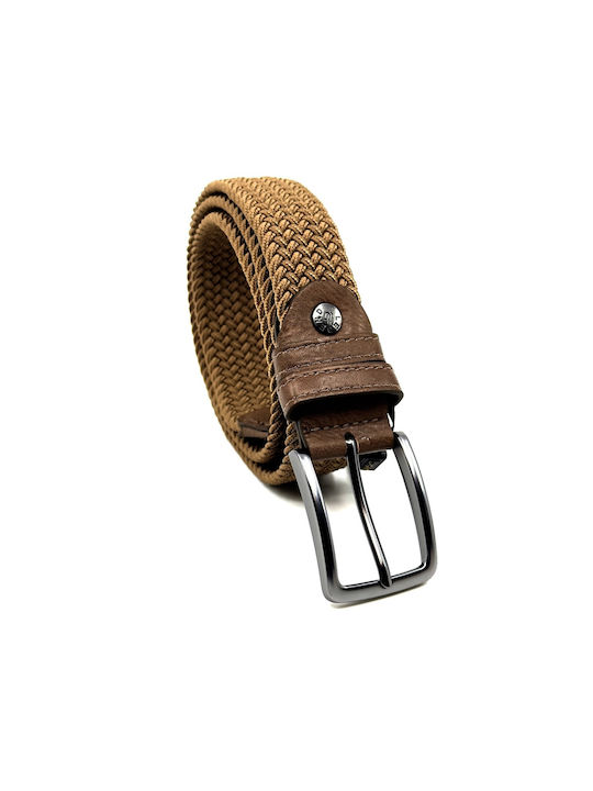 Legend Accessories Men's Knitted Leather Elastic Belt Brown