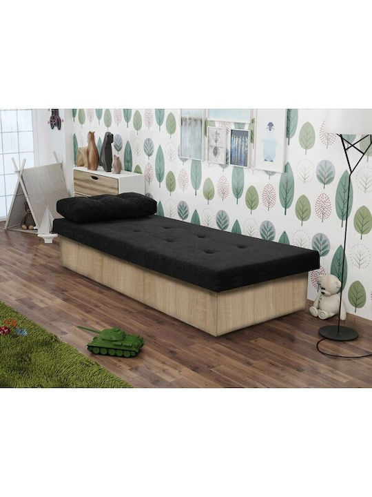 Pat pentru Copii Clasic Single cu Saltea Negru 80x190cm