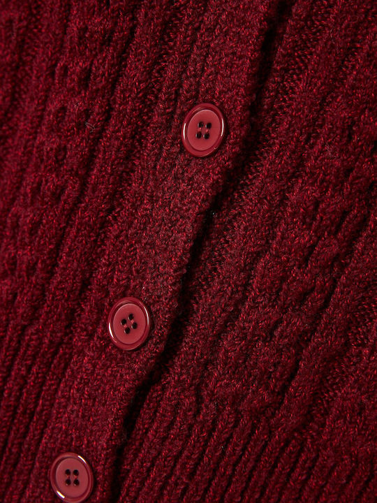 Funky Buddha Short Women's Knitted Cardigan Burgundy