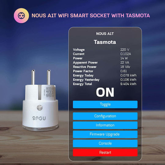 Smart WLAN-Steckdose Energieverbrauchsüberwachung Nous A1t Tasmota 4 Stück