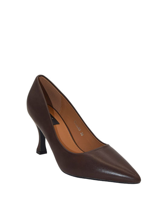 Morena Spain Pointed Toe Stiletto Brown High Heels