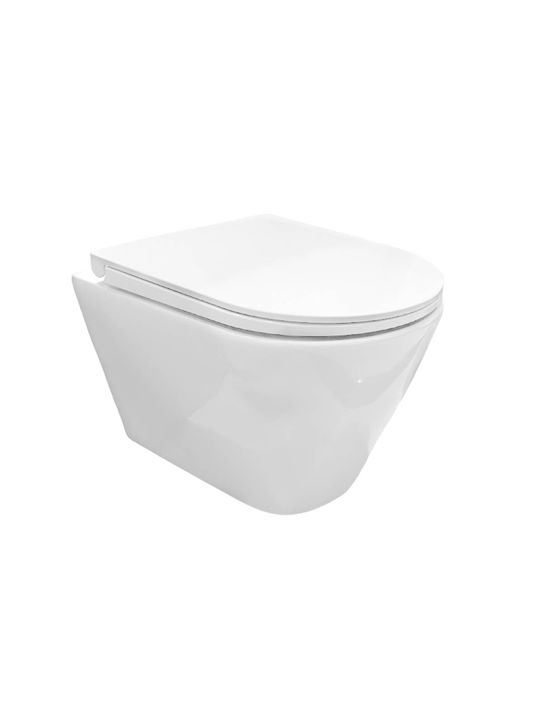 Rak Ceramics Resort Λεκάνη Κρεμαστή Rimless με Καζανάκι με Κάλυμμα Duroplast Soft Close Λευκή