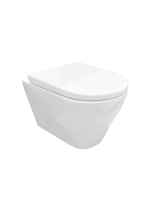 Rak Ceramics Resort Λεκάνη Κρεμαστή Rimless με Καζανάκι με Κάλυμμα Duroplast Soft Close Λευκή