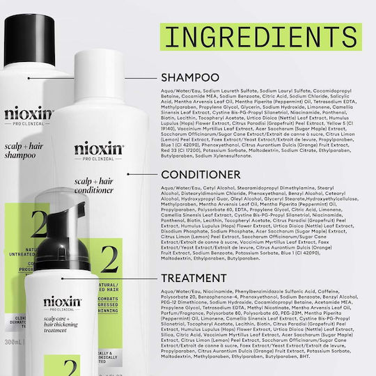 Anti-Haarverlust Bruch Set Nioxin System 2 Shampoo 300ml + Konditionierer 300ml + Behandlung 100ml