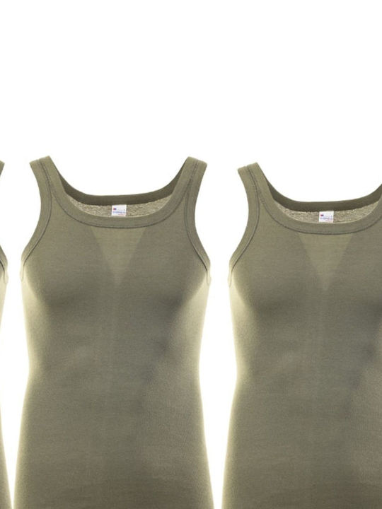 Panda Clothing Men's Undershirts Sleeveless in Green Color 3Pack