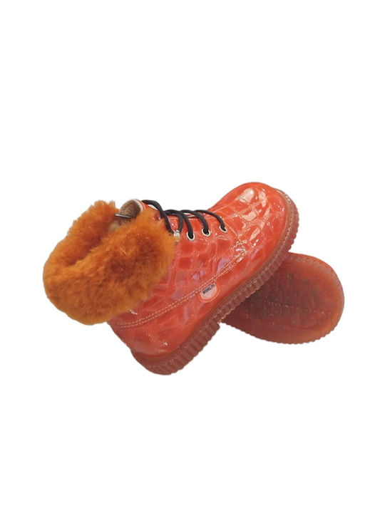 Croco Leather Boots Orange Bebelite - Orange