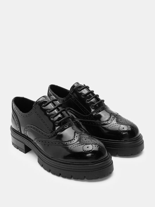 Luigi Women's Synthetic Leather Oxford Shoes Black