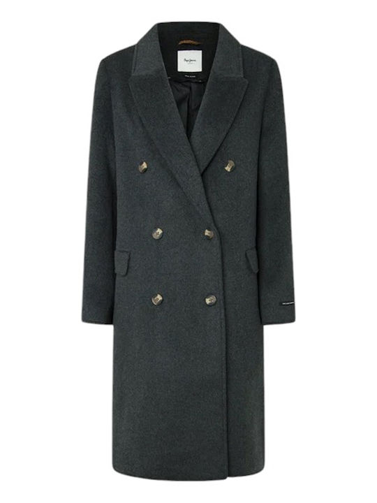 Beth Women's Gray Coat with Buttons