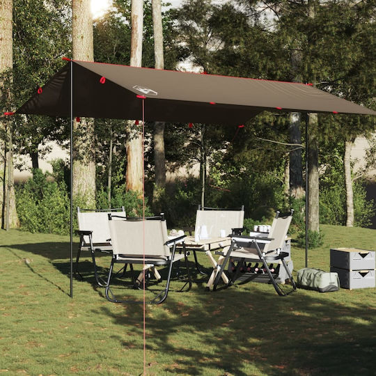 vidaXL Shade Sail Кафяв С парчета & с PU покритие 3.06x4.06m 62гр/кв.м
