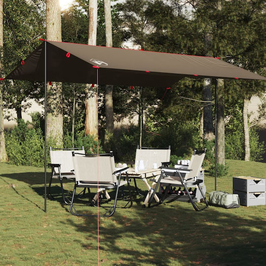 vidaXL Shade Sail Кафяв С парчета & с PU покритие 3.06x4.06m 62гр/кв.м